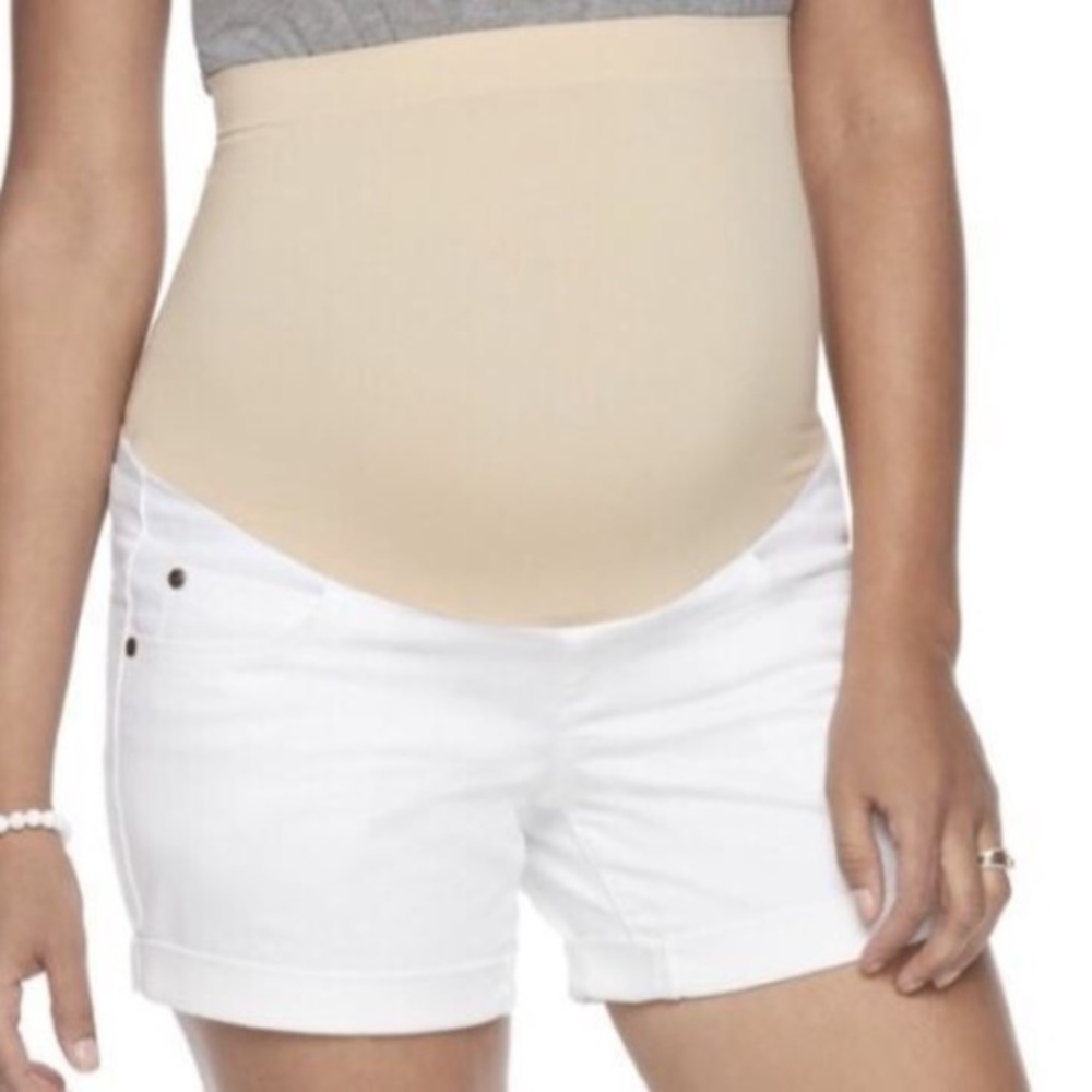 A:Glow Maternity White Jean Denim BOYFRIEND Shorts